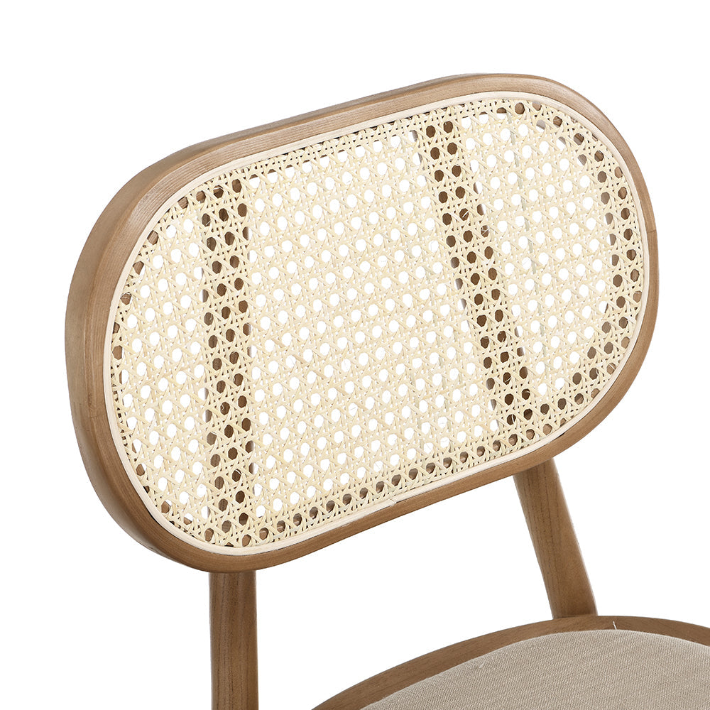 Ensemble de 2 chaises de salle à manger Anya en rotin et tissu, couleur naturelle