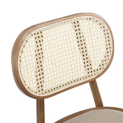 Ensemble de 2 chaises de salle à manger Anya en rotin et tissu, couleur naturelle