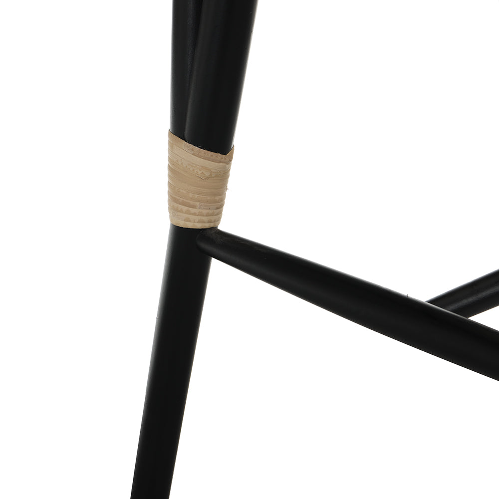 Anya+ Lot de 2 chaises de salle à manger rembourrées en rotin et canne, couleur noire