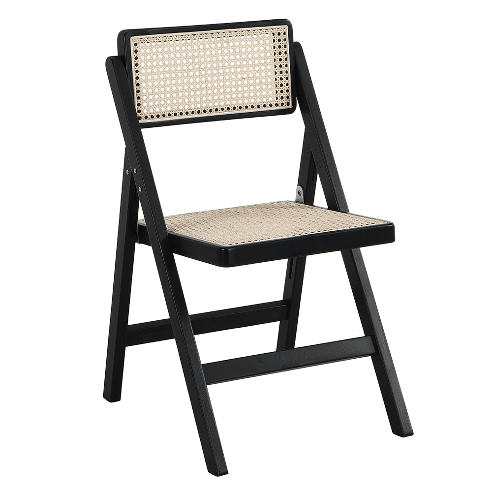 Lot de 2 chaises pliantes en rotin Frances, couleur noire