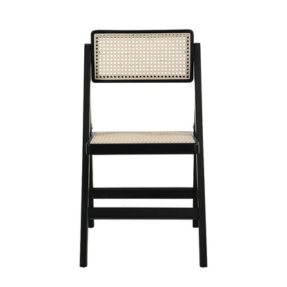 Lot de 2 chaises pliantes en rotin Frances, couleur noire