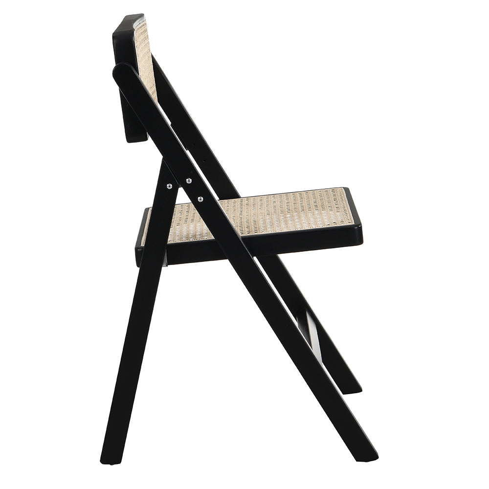 Lot de 2 chaises pliantes en rotin Frances, couleur noire