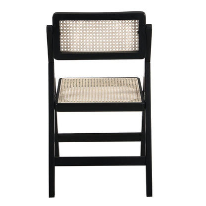 Lot de 2 chaises pliantes en rotin Frances, couleur noire