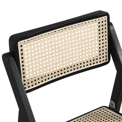 Lot de 2 chaises pliantes en rotin Frances, couleur noire