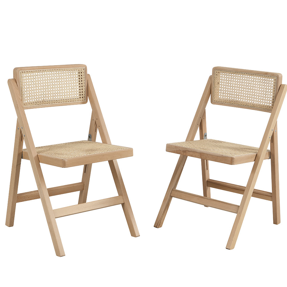 Lot de 2 chaises pliantes en rotin Frances, couleur naturelle