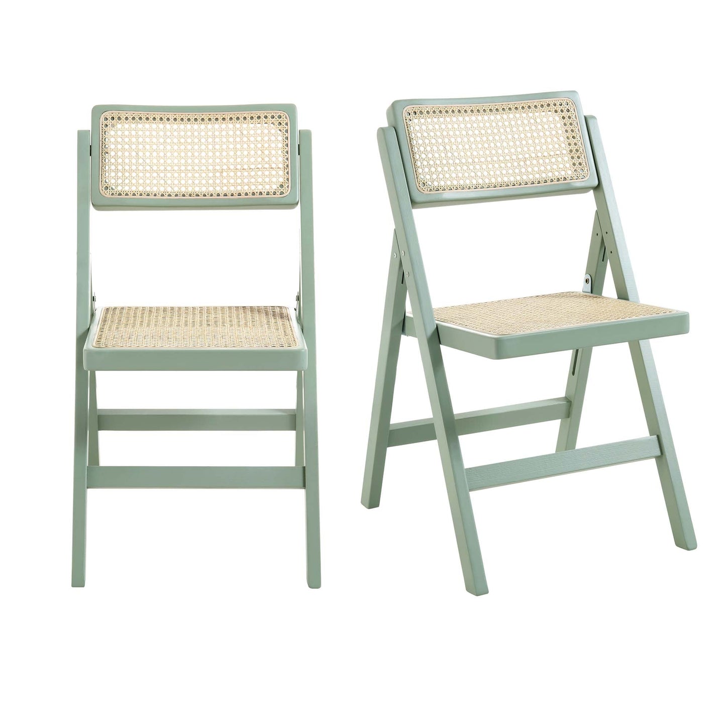 Lot de 2 chaises pliantes en rotin Frances, menthe