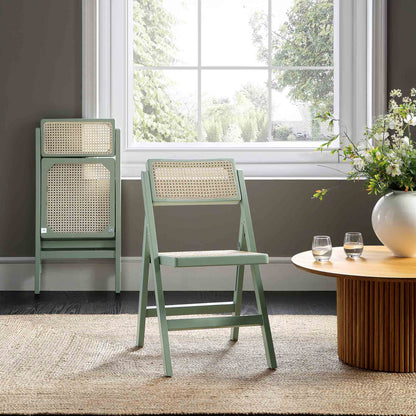 Lot de 2 chaises pliantes en rotin Frances, menthe