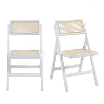 Lot de 2 chaises pliantes en rotin Frances, blanches