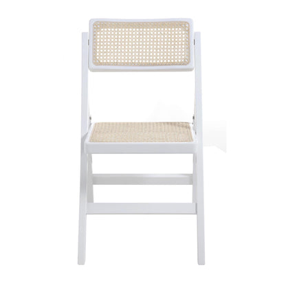 Lot de 2 chaises pliantes en rotin Frances, blanches