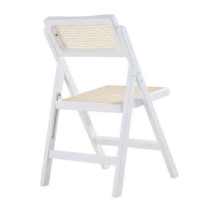 Lot de 2 chaises pliantes en rotin Frances, blanches