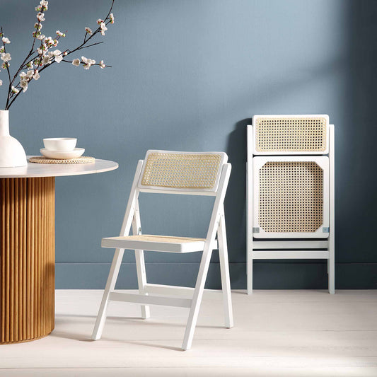 Lot de 2 chaises pliantes en rotin Frances, blanches