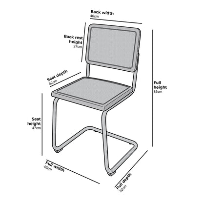 Paire de 2 chaises de salle à manger Cosenza, rotin et chrome (naturel)
