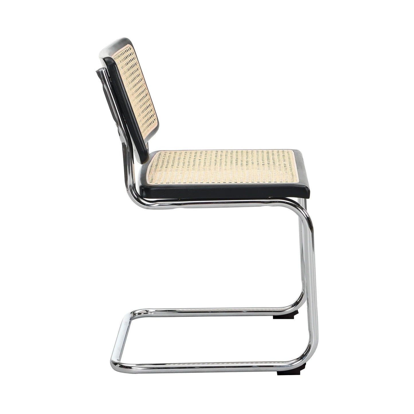 Paire de 2 chaises de salle à manger Cosenza, rotin et chrome (noir)