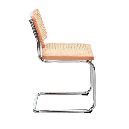 Paire de 2 chaises de salle à manger Cosenza, rotin et chrome (naturel)