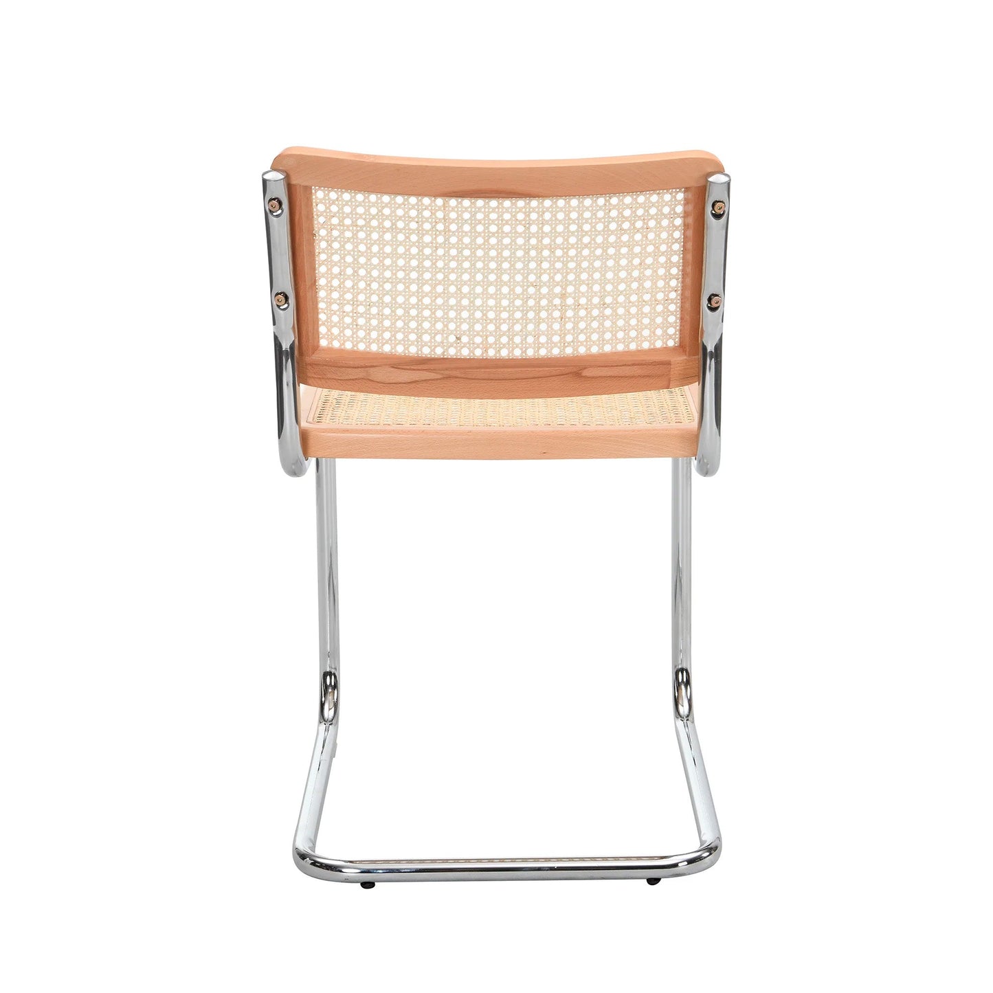 Paire de 2 chaises de salle à manger Cosenza, rotin et chrome (naturel)