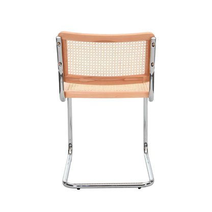 Paire de 2 chaises de salle à manger Cosenza, rotin et chrome (naturel)