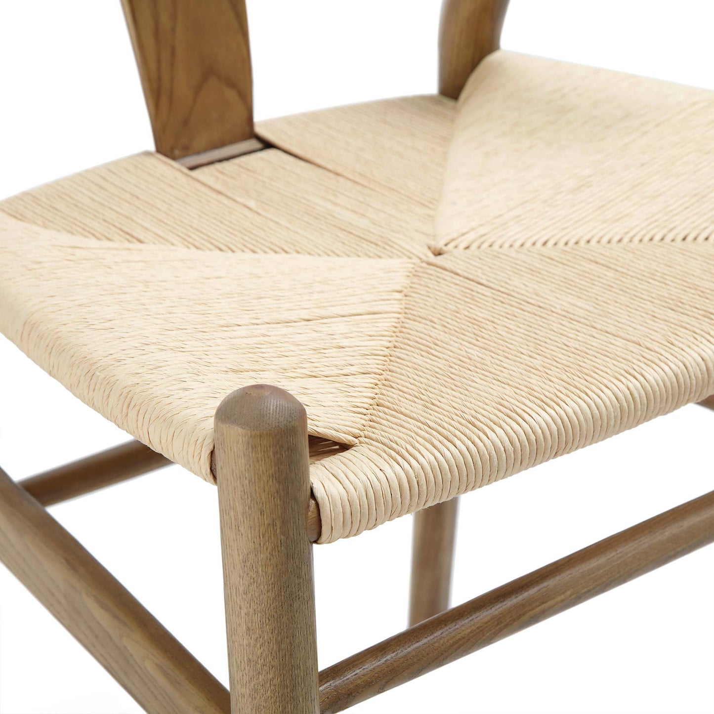 Chaise de salle à manger Hansel en bois tressé naturel, cadre couleur noyer clair