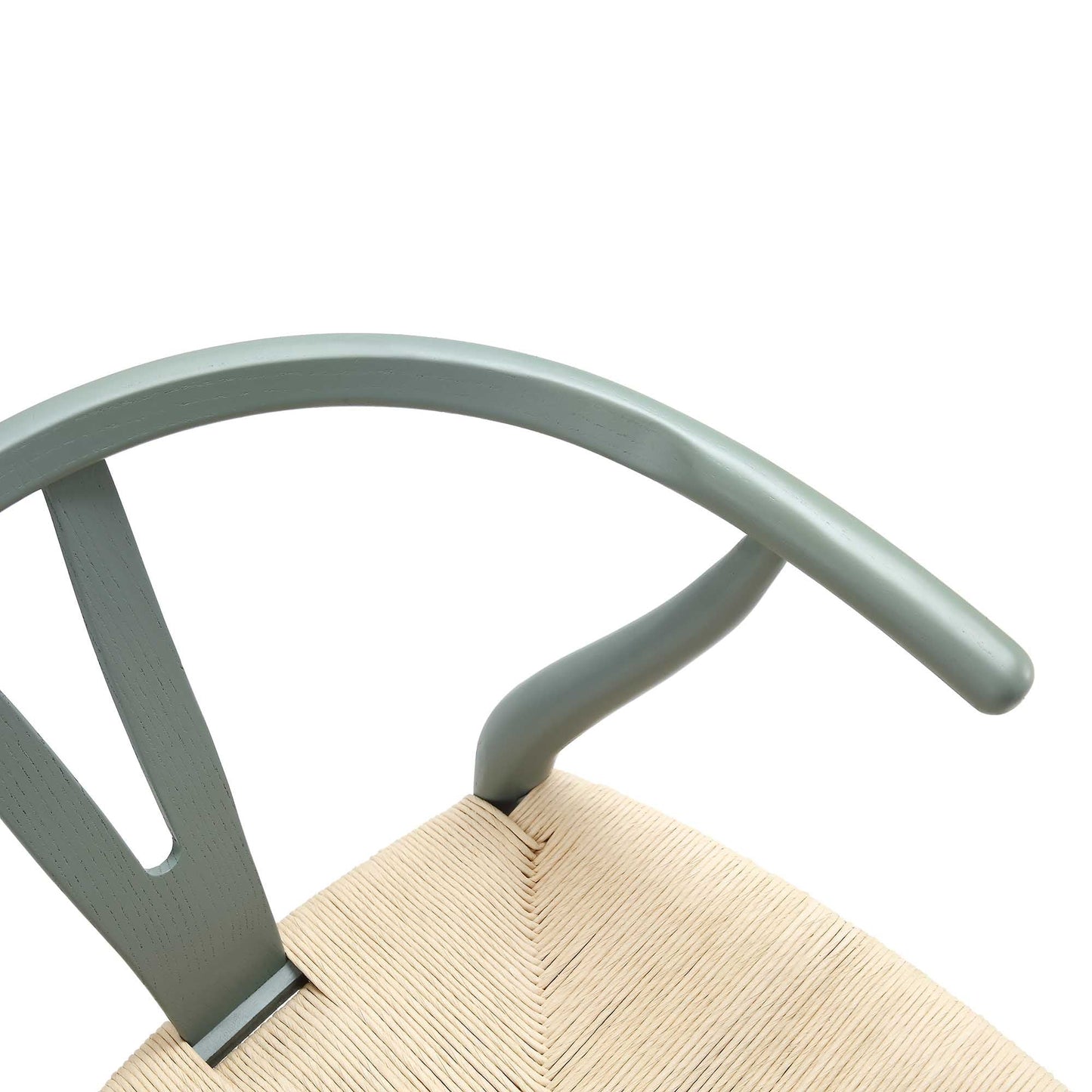 Chaise de salle à manger Hansel en bois tressé naturel, cadre vert sauge