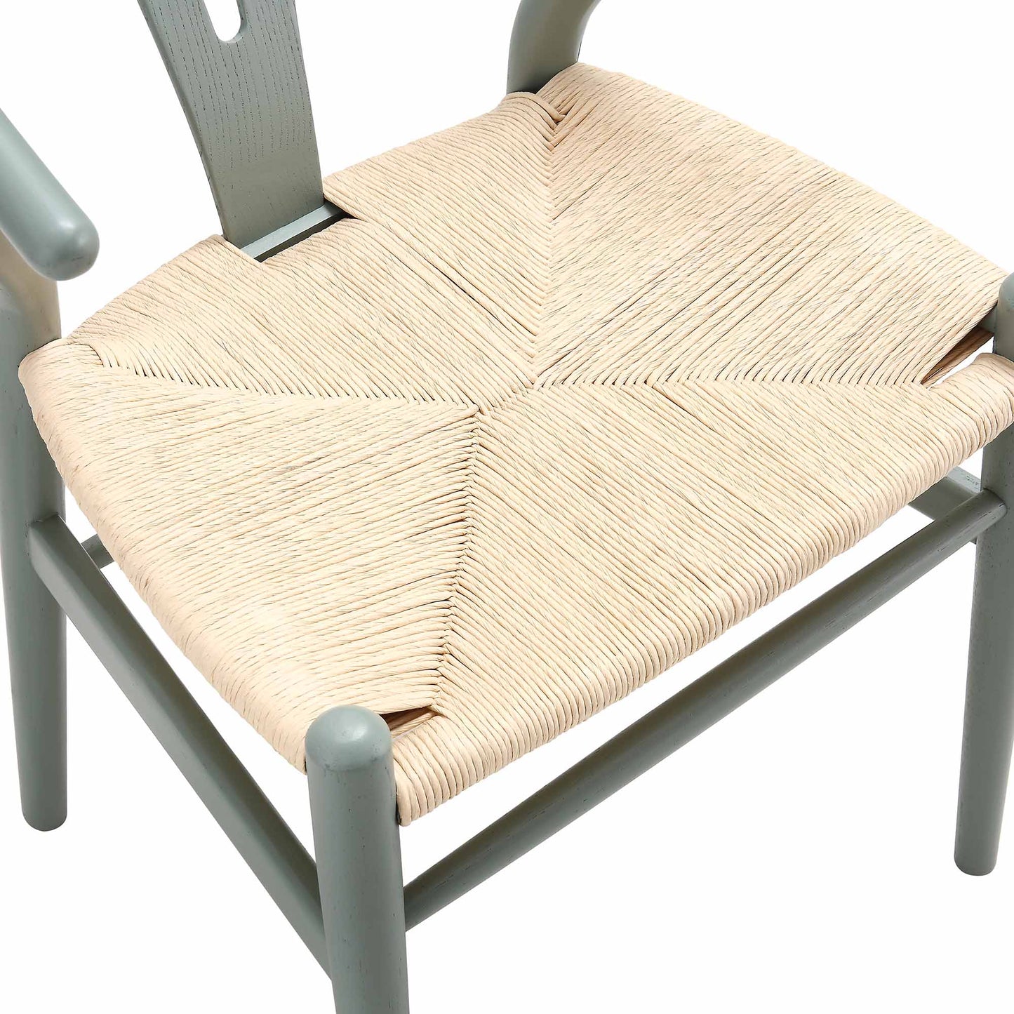 Chaise de salle à manger Hansel en bois tressé naturel, cadre vert sauge