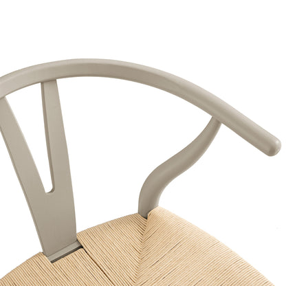 Chaise de salle à manger Hansel en bois tressé naturel, cadre couleur taupe clair