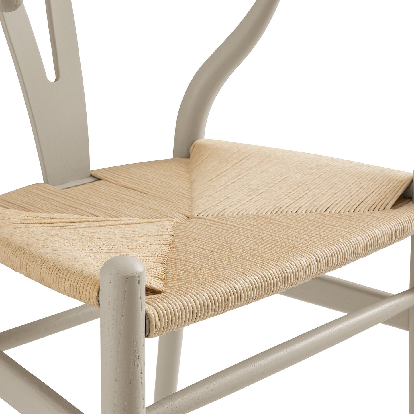 Chaise de salle à manger Hansel en bois tressé naturel, cadre couleur taupe clair