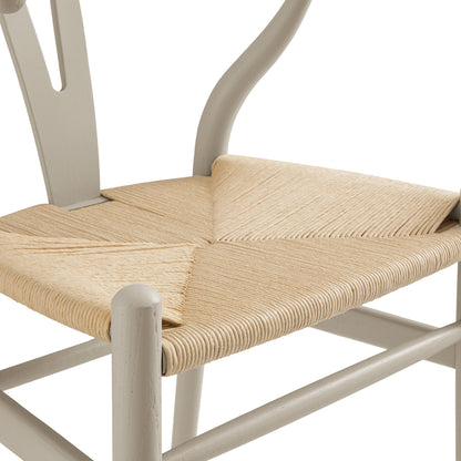Chaise de salle à manger Hansel en bois tressé naturel, cadre couleur taupe clair
