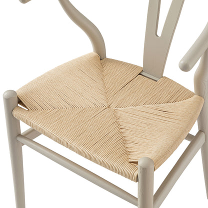 Chaise de salle à manger Hansel en bois tressé naturel, cadre couleur taupe clair