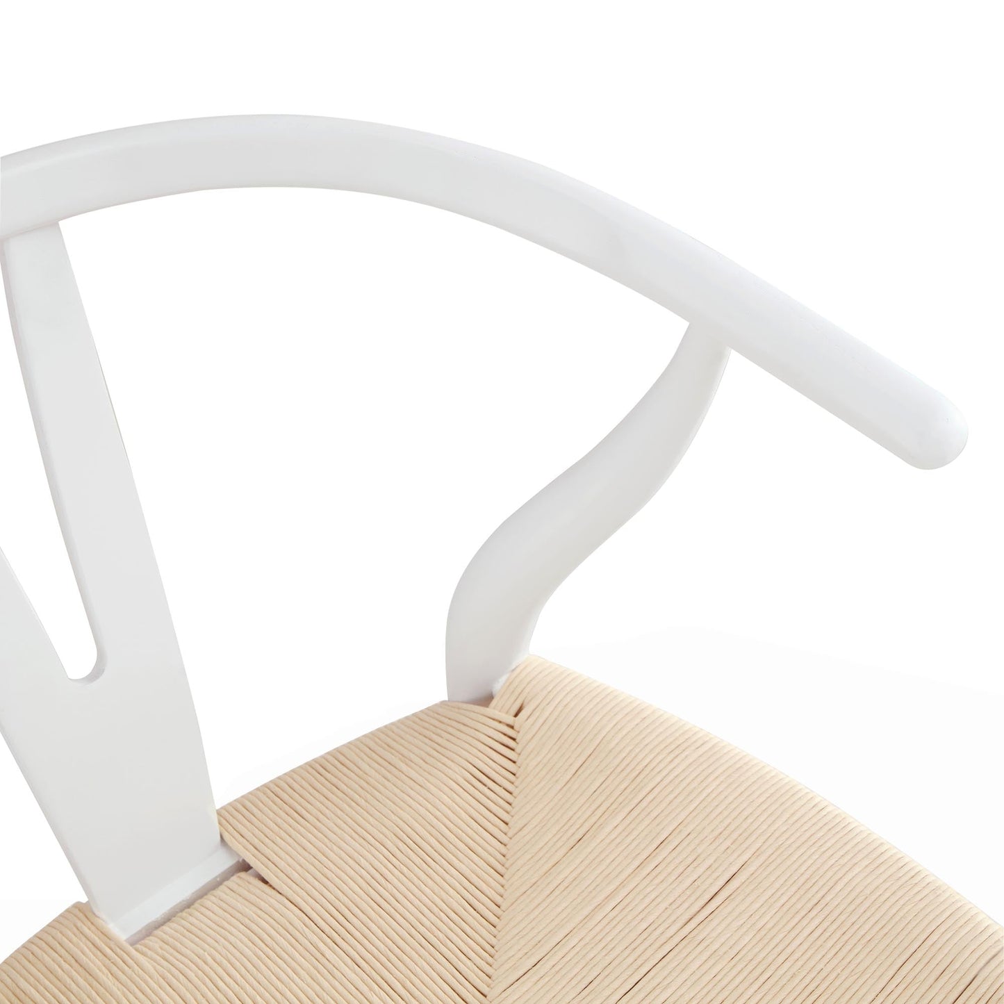 Chaise de salle à manger Hansel en bois tressé naturel, cadre blanc