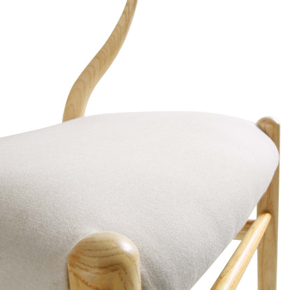 Chaise de salle à manger rembourrée Hansel, tissu beige et cadre naturel