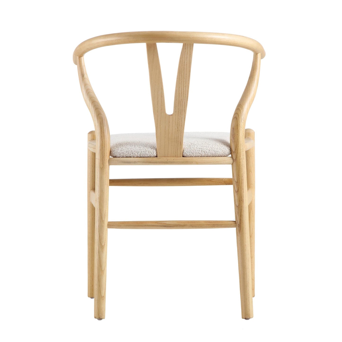 Chaise de salle à manger en bois Hansel, boucle blanc ivoire et cadre naturel