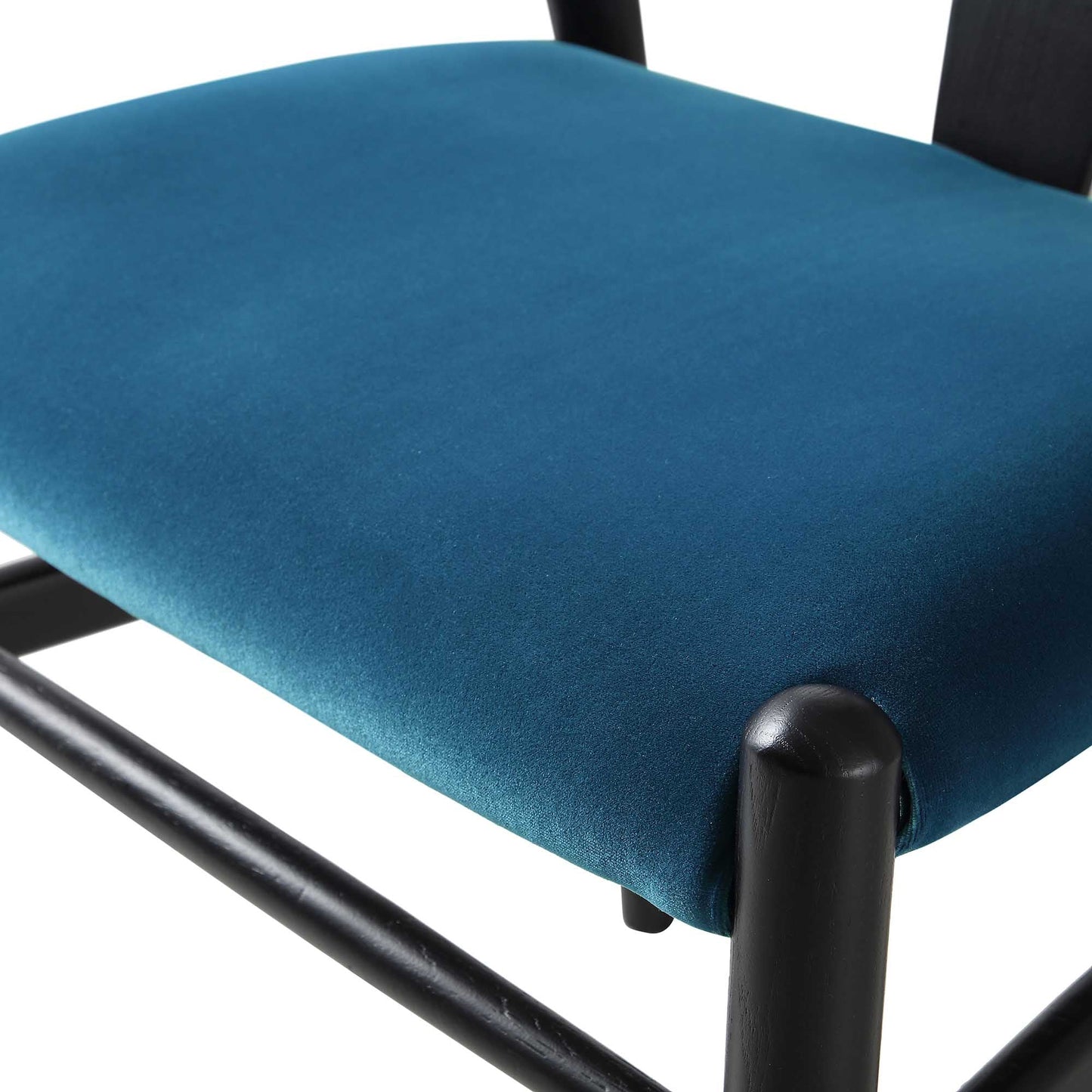 Chaise de salle à manger rembourrée Hansel, velours bleu et cadre noir