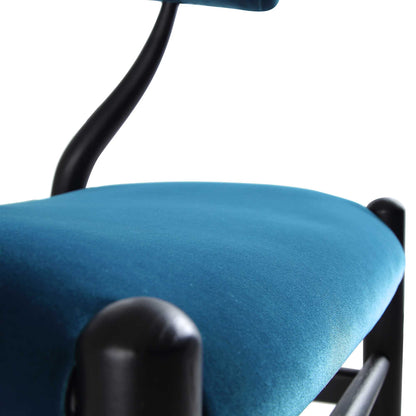 Chaise de salle à manger rembourrée Hansel, velours bleu et cadre noir