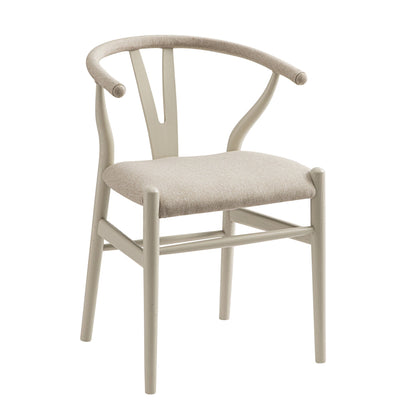 Chaise de salle à manger rembourrée Hansel, cadre taupe avec tissu avoine