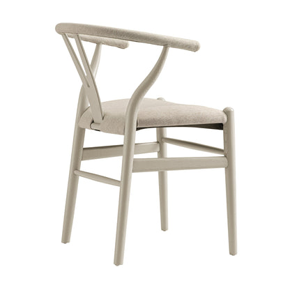 Chaise de salle à manger rembourrée Hansel, cadre taupe avec tissu avoine