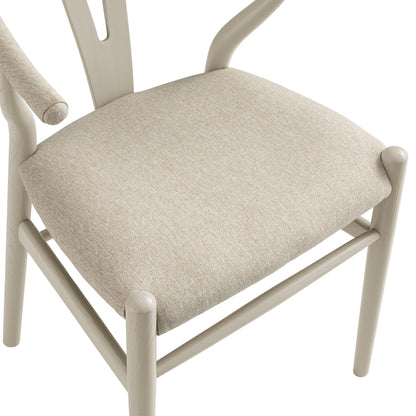 Chaise de salle à manger rembourrée Hansel, cadre taupe avec tissu avoine