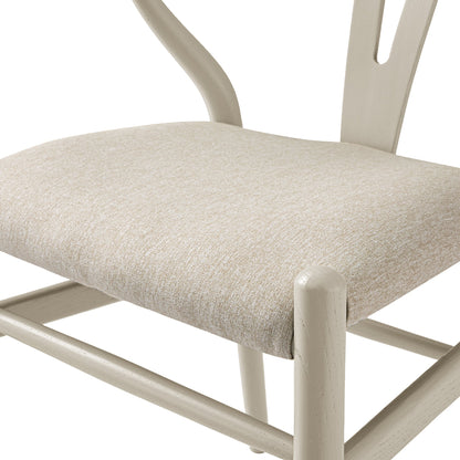 Chaise de salle à manger rembourrée Hansel, cadre taupe avec tissu avoine