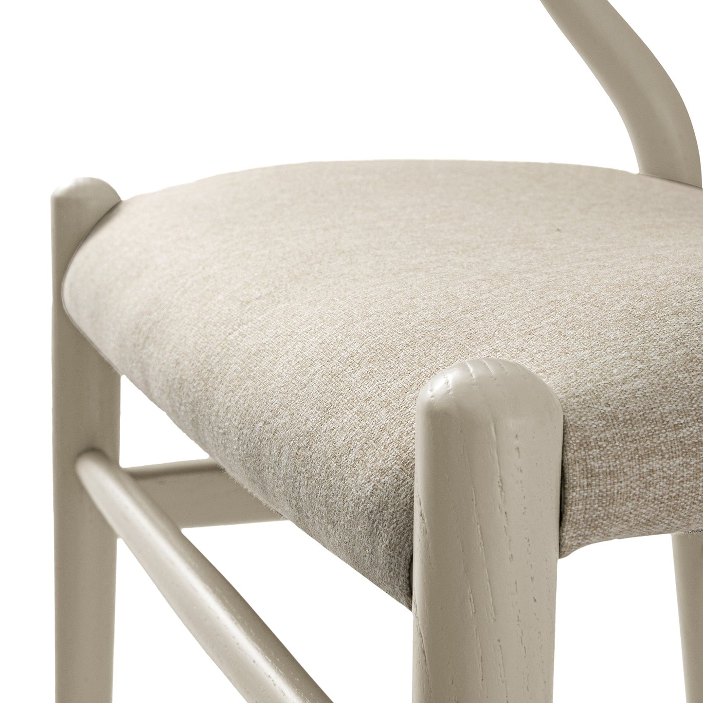 Chaise de salle à manger rembourrée Hansel, cadre taupe avec tissu avoine