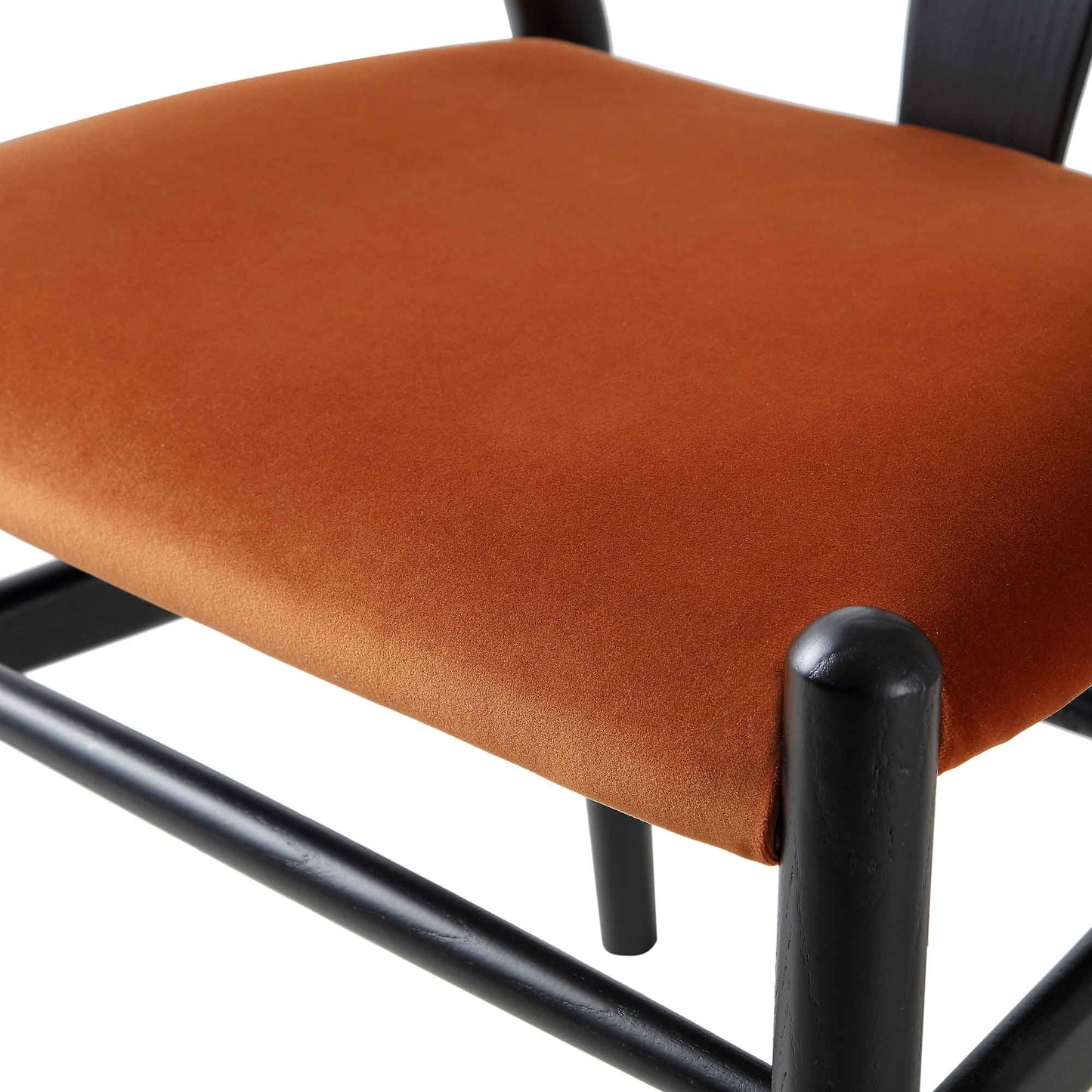 Chaise de salle à manger rembourrée Hansel, velours rouille et cadre noir