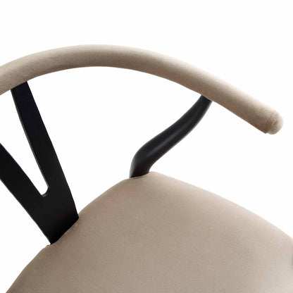 Chaise de salle à manger rembourrée Hansel, velours taupe et cadre noir