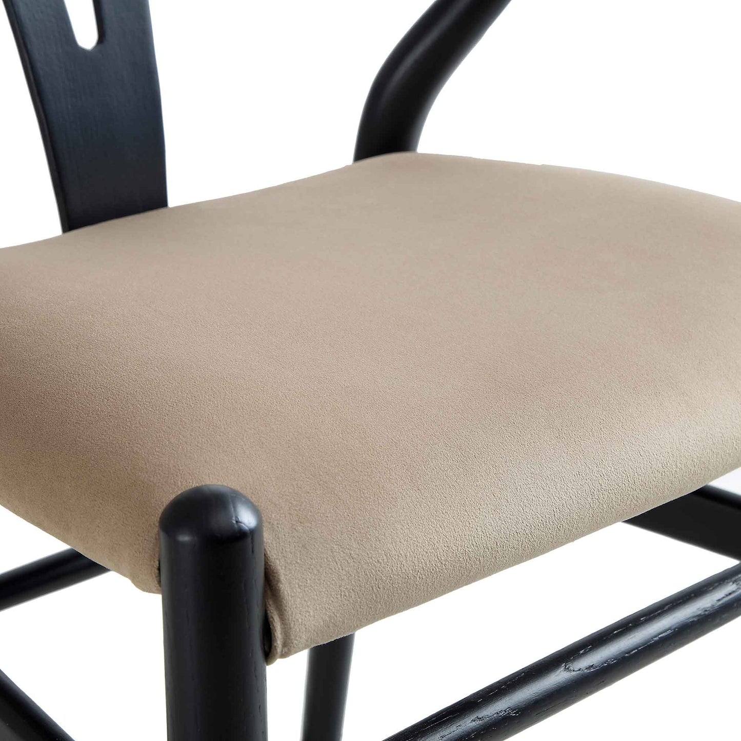 Chaise de salle à manger rembourrée Hansel, velours taupe et cadre noir