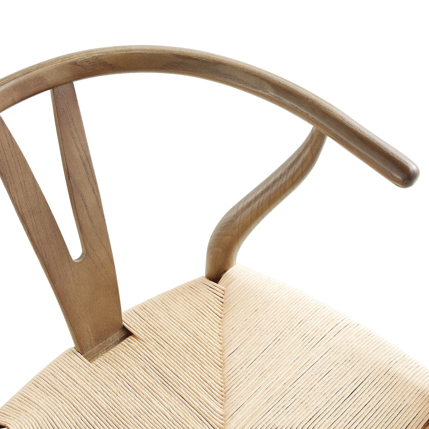 Tabouret de bar Hansel en bois tressé naturel, cadre couleur noyer clair