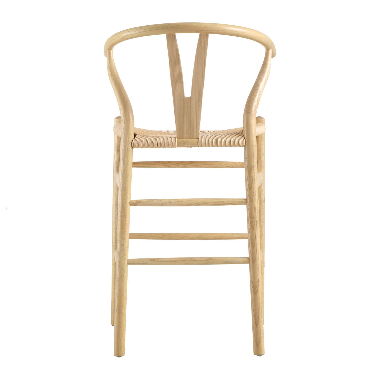 Tabouret de bar Hansel en bois tressé naturel, cadre naturel