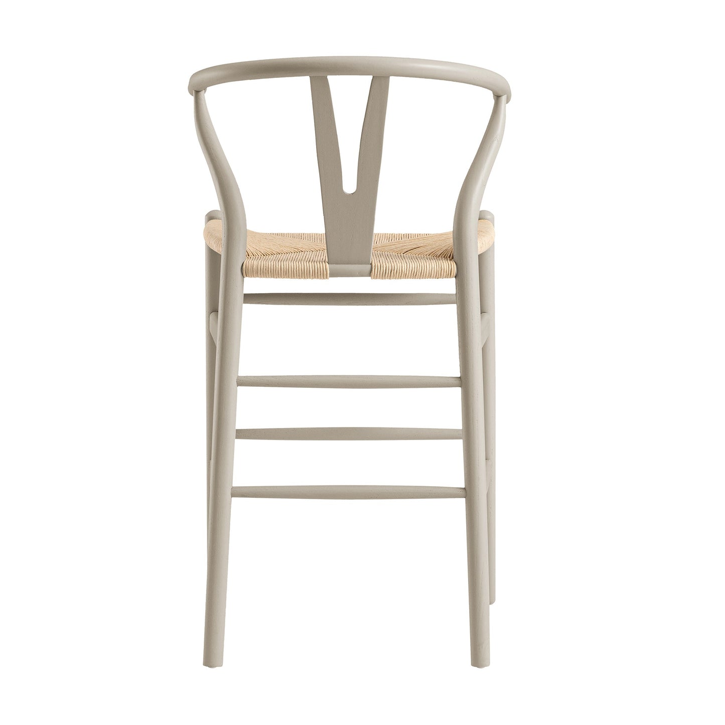 Tabouret de bar Hansel en bois tressé naturel, cadre couleur taupe clair