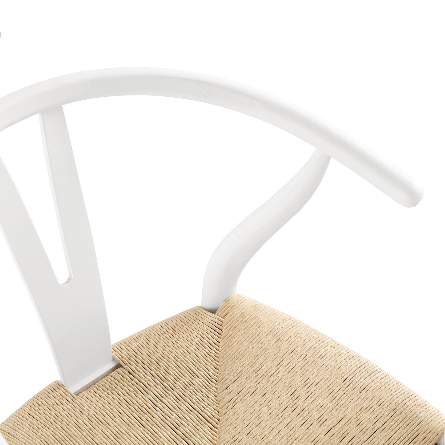 Tabouret de bar Hansel en bois tressé naturel, cadre blanc
