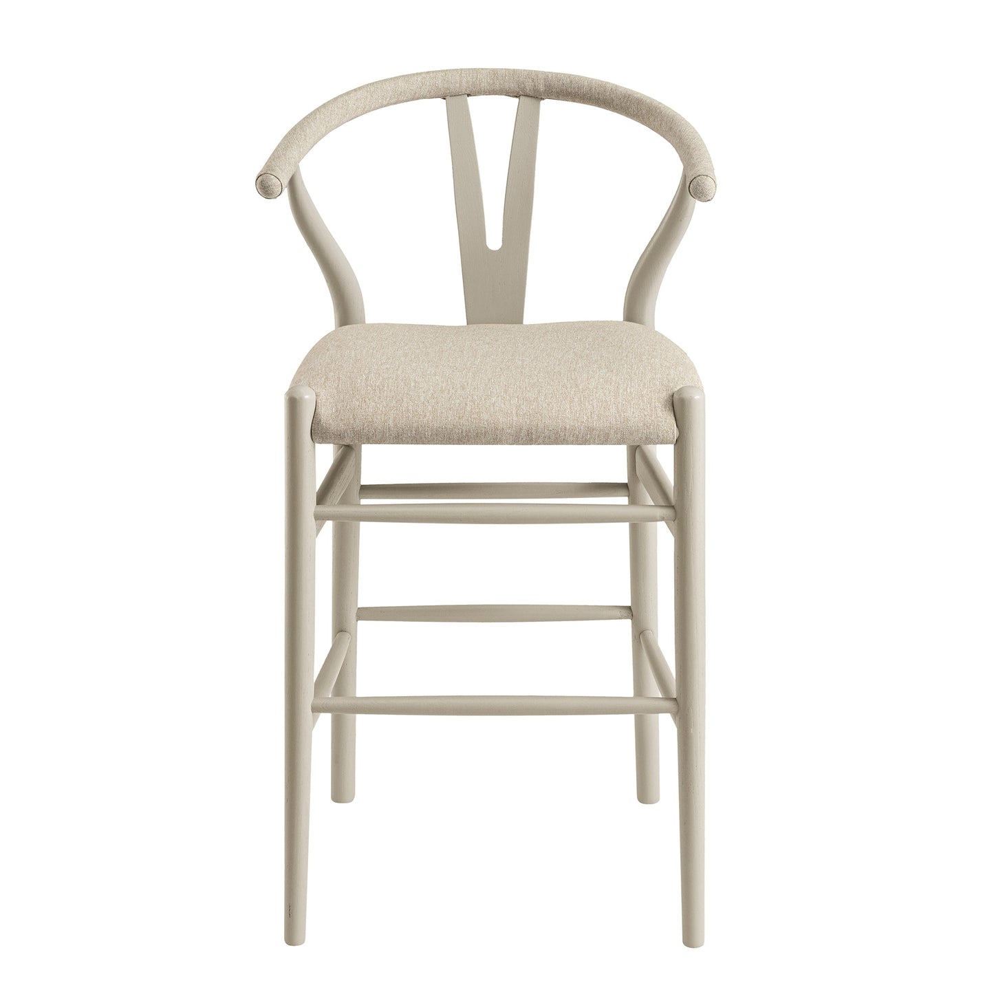 Tabouret de bar Hansel, structure taupe avec assise en tissu avoine
