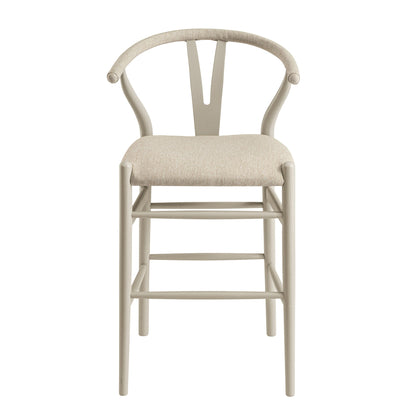 Tabouret de bar Hansel, structure taupe avec assise en tissu avoine