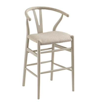 Tabouret de bar Hansel, structure taupe avec assise en tissu avoine