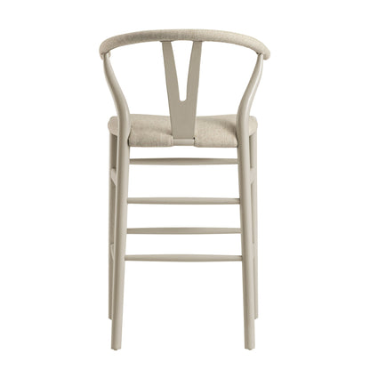 Tabouret de bar Hansel, structure taupe avec assise en tissu avoine