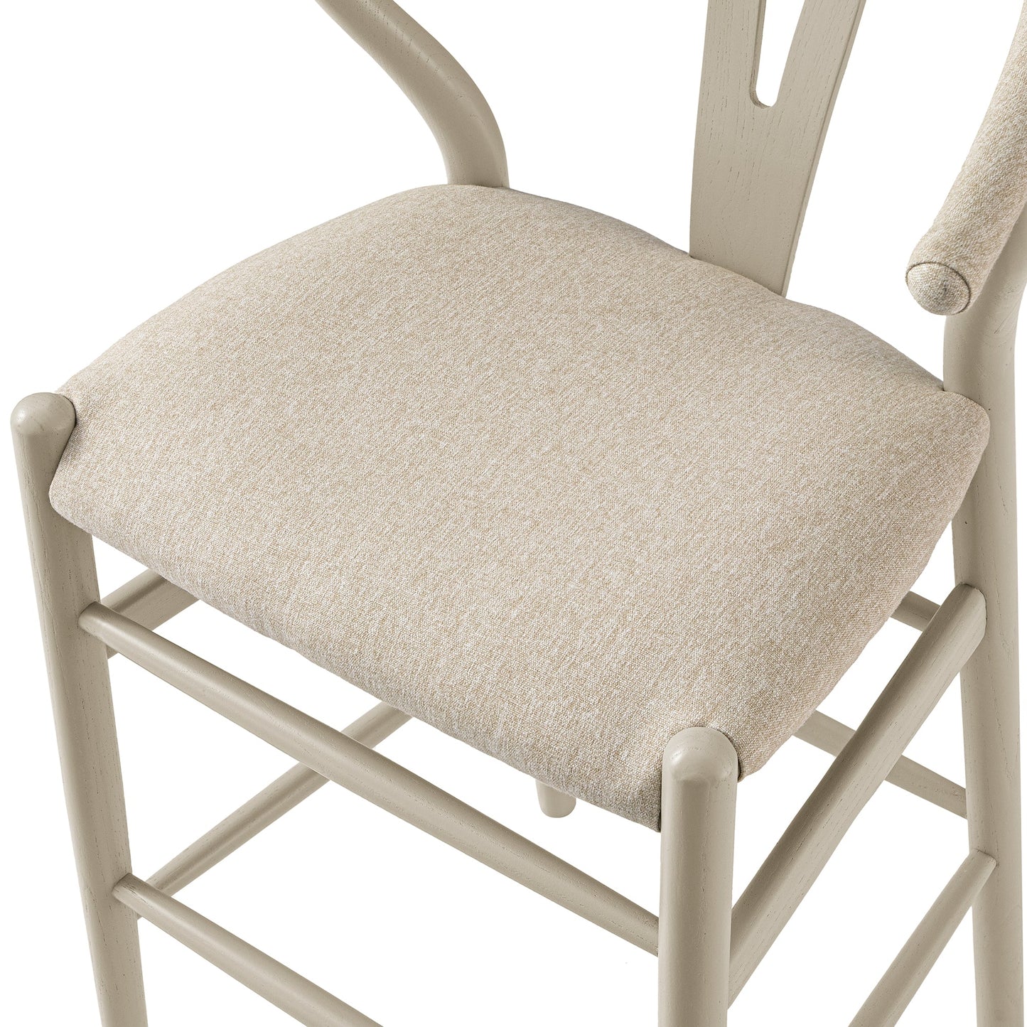 Tabouret de bar Hansel, structure taupe avec assise en tissu avoine