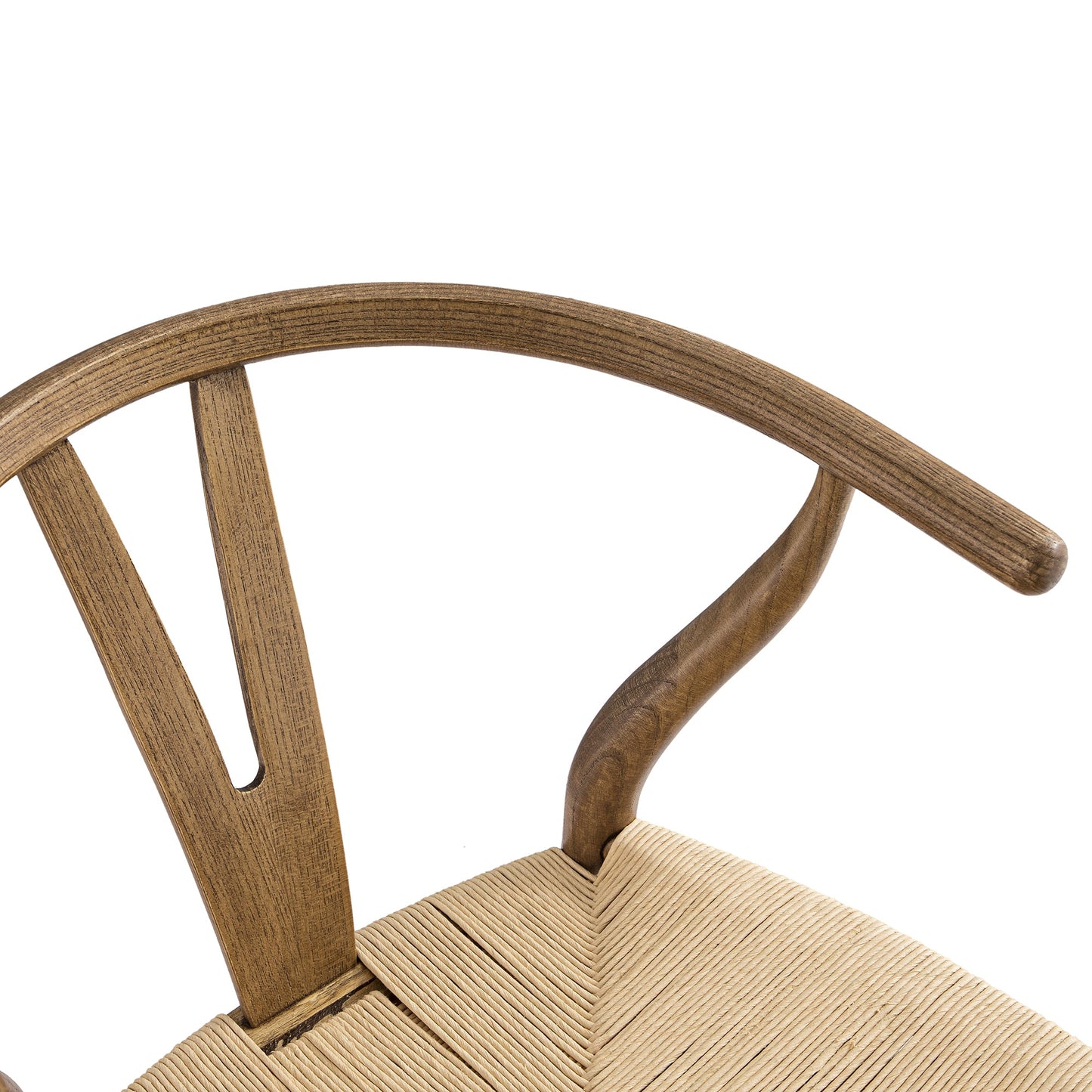 Tabouret de bar Hansel en bois tressé naturel, cadre couleur noyer clair